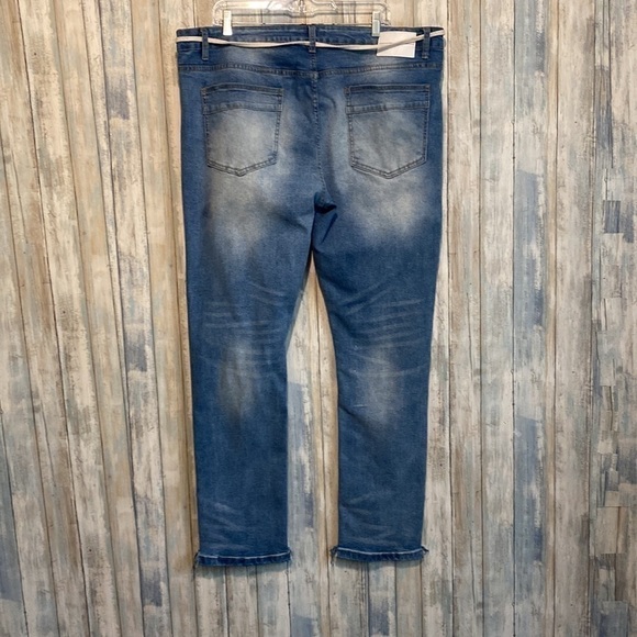 M society Mens Graphic Slim Jeans With Drawstring Waist Cord | 42x32 - Picture 8 of 12